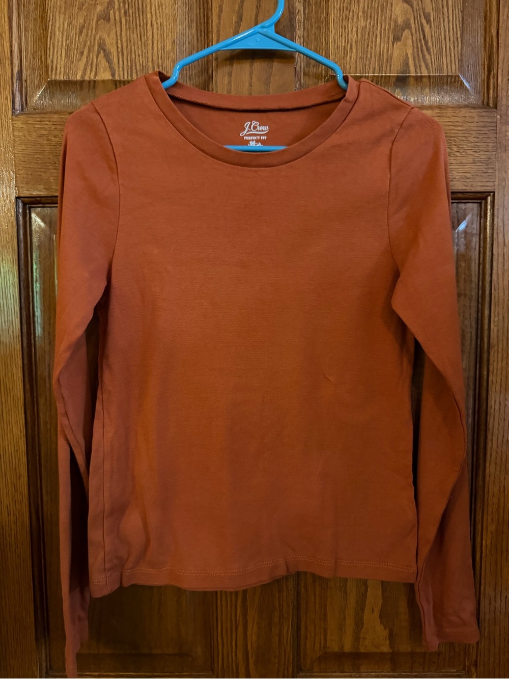 J. Crew Perfect Tee Long Sleeve Pullover Large Terracotta Color
